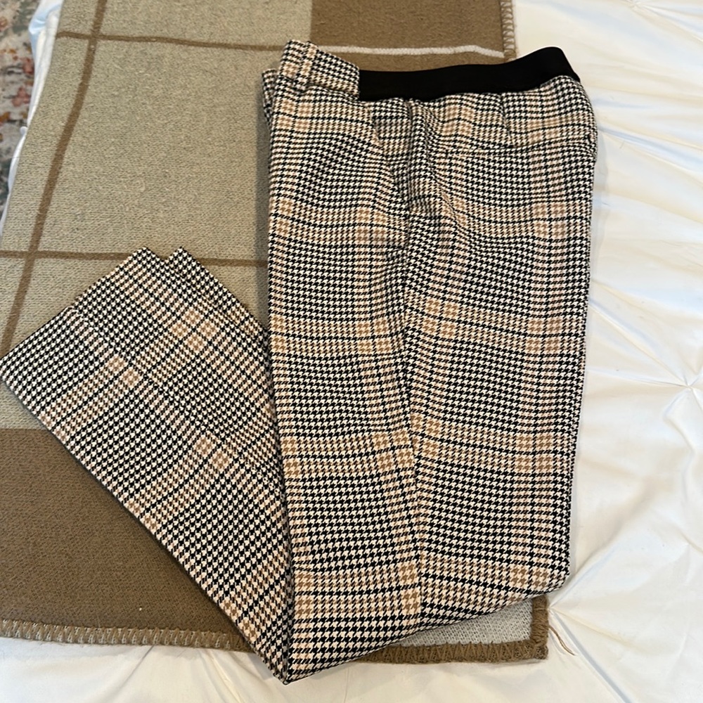 H&M Black and Tan Checkered Trousers